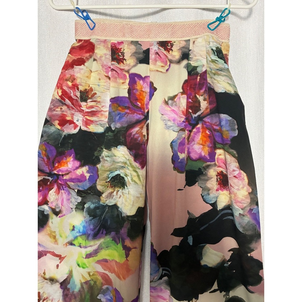 Beatrice .b Anthropologie Floral Wide Leg Pants Size 6 - Picture 7 of 8